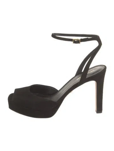 Pre-owned Veronica Beard Suede Leather Trim Embellishment Slingback Pumps In Black