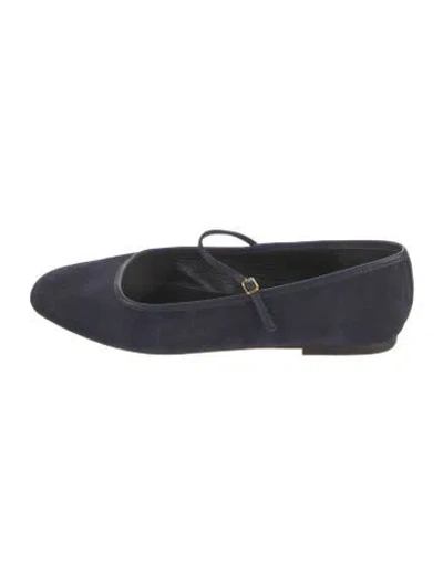 Pre-owned Veronica Beard Suede Mary Jane Flats In Blue