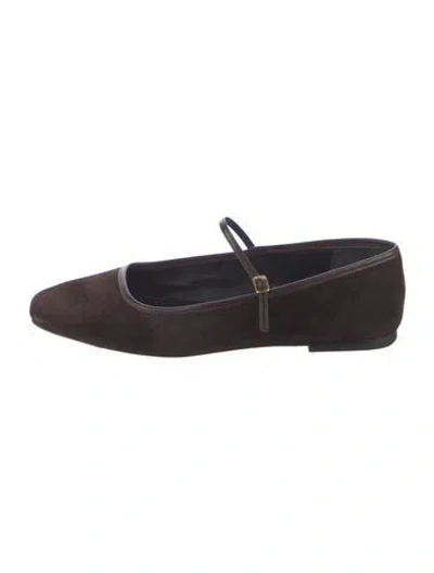 Pre-owned Veronica Beard Suede Mary Jane Flats In Brown