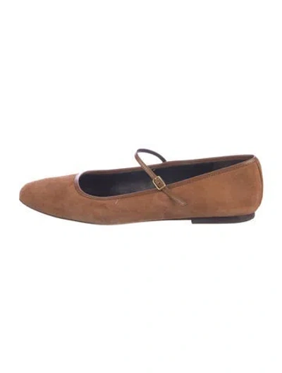 Pre-owned Veronica Beard Suede Mary Jane Flats In Brown