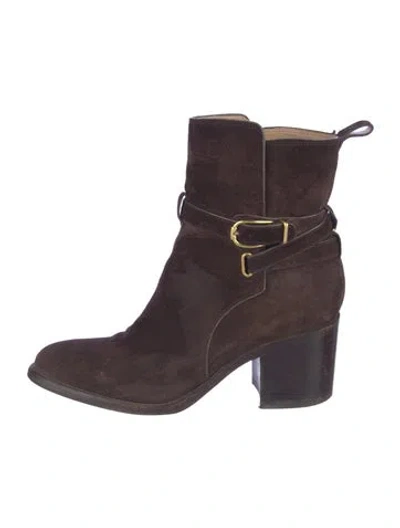 Pre-owned Veronica Beard Suede Moto Boots In Brown