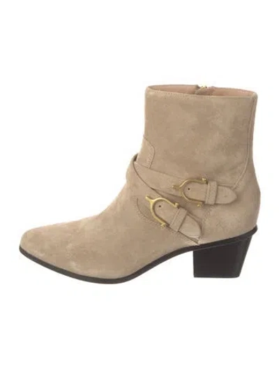 Pre-owned Veronica Beard Suede Moto Boots W/ Tags In Gray