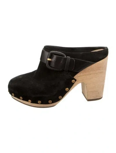 Pre-owned Veronica Beard Suede Mules In Black