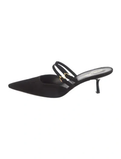 Pre-owned Veronica Beard Suede Mules In Black
