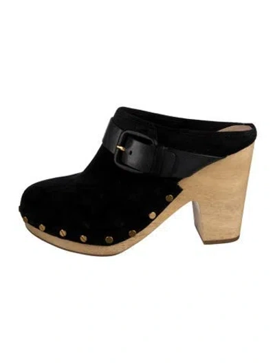 Pre-owned Veronica Beard Suede Mules In Black