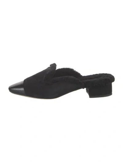 Pre-owned Veronica Beard Suede Mules In Black