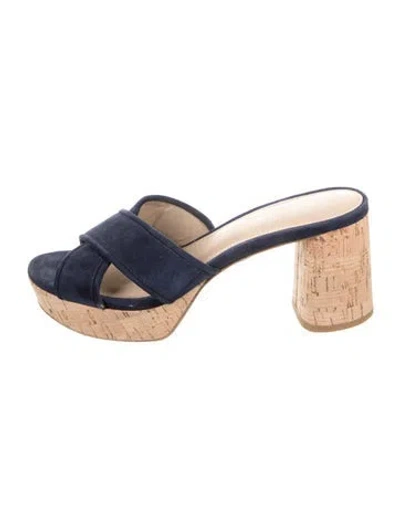 Pre-owned Veronica Beard Suede Mules In Blue
