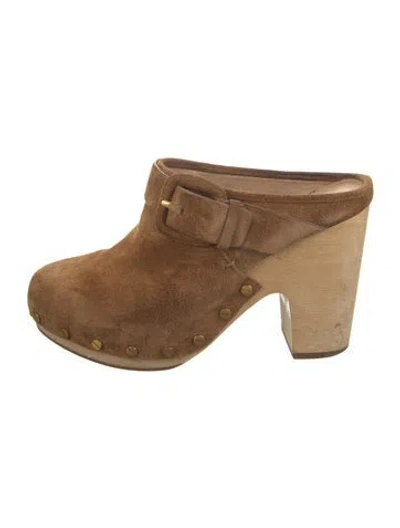 Pre-owned Veronica Beard Suede Mules In Brown