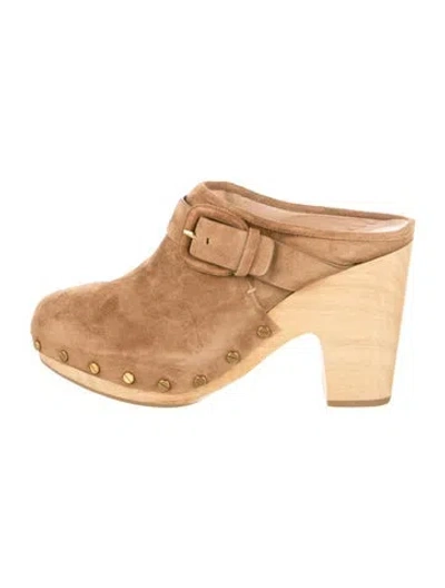 Pre-owned Veronica Beard Suede Mules In Brown