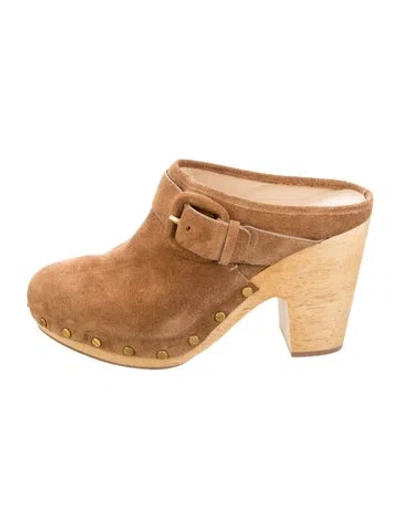 Pre-owned Veronica Beard Suede Mules In Brown