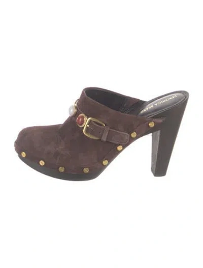 Pre-owned Veronica Beard Suede Mules In Brown