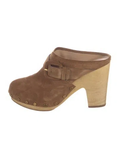 Pre-owned Veronica Beard Suede Mules In Brown
