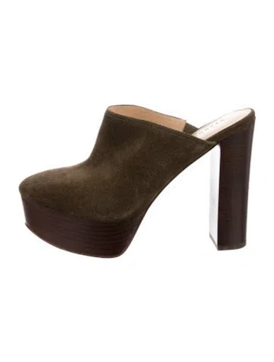 Pre-owned Veronica Beard Suede Mules In Green
