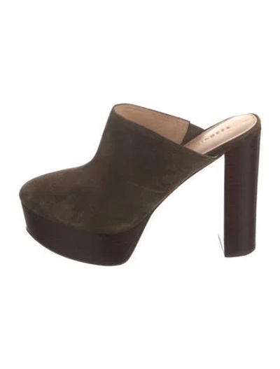 Pre-owned Veronica Beard Suede Mules In Green
