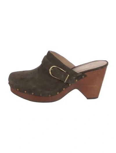 Pre-owned Veronica Beard Suede Mules In Green
