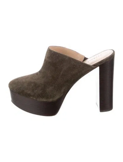 Pre-owned Veronica Beard Suede Mules In Green