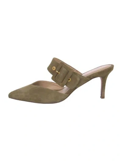 Pre-owned Veronica Beard Suede Mules In Green