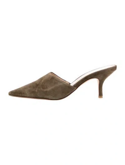 Pre-owned Veronica Beard Suede Mules In Green