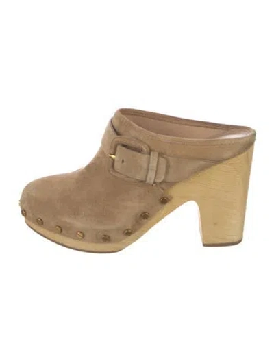 Pre-owned Veronica Beard Suede Mules In Neutral