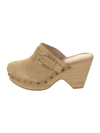 Pre-owned Veronica Beard Suede Mules In Neutral