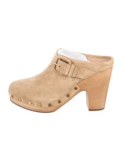 Pre-owned Veronica Beard Suede Mules In Neutral