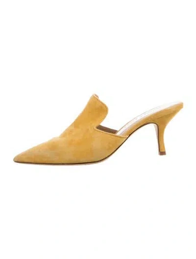 Pre-owned Veronica Beard Suede Mules In Yellow