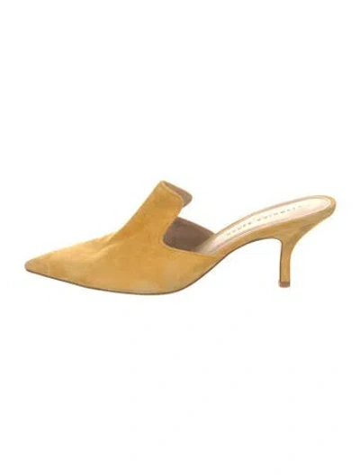 Pre-owned Veronica Beard Suede Mules In Yellow