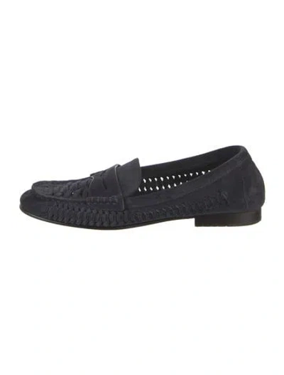 Pre-owned Veronica Beard Suede Patterned Loafers In Blue