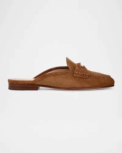 Veronica Beard Suede Penny Loafer Mules In Hazelwood