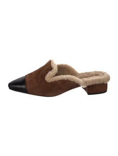Pre-owned Veronica Beard Suede Printed Mules In Neutral