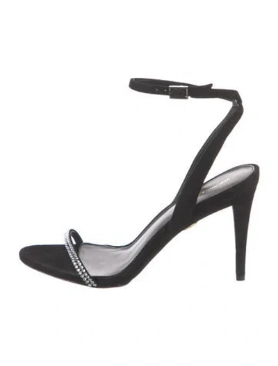 Pre-owned Veronica Beard Suede Printed Sandals In Black