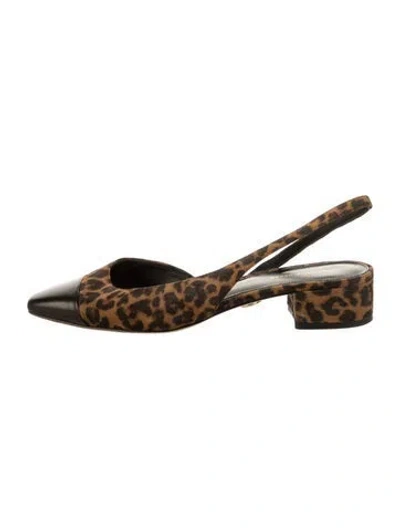 Pre-owned Veronica Beard Suede Printed Slingback Flats In Black