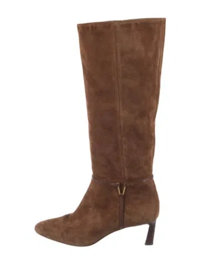 Pre-owned Veronica Beard Suede Riding Boots In Neutral