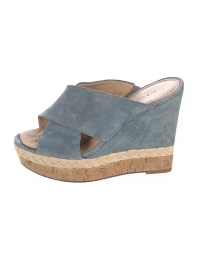 Pre-owned Veronica Beard Suede Sandals In Blue/neutrals