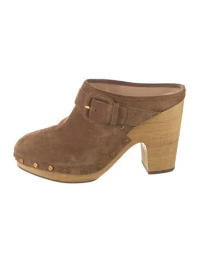 Pre-owned Veronica Beard Suede Sandals In Brown/gold