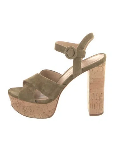Pre-owned Veronica Beard Suede Sandals In Green