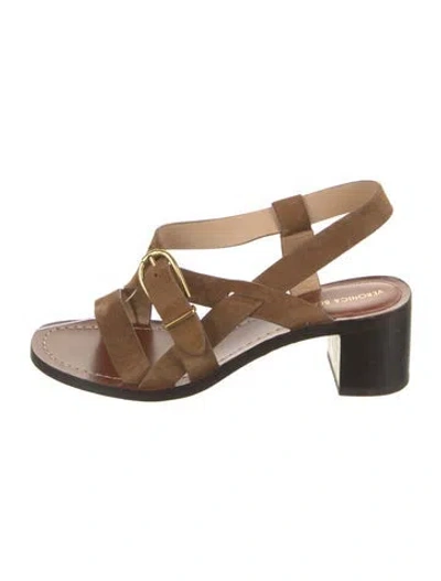Pre-owned Veronica Beard Suede Sandals In Neutral
