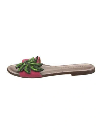 Pre-owned Veronica Beard Suede Sequin Embellishments Slides In Pink