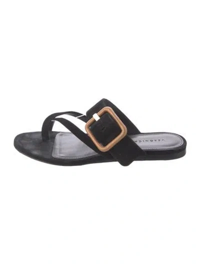 Pre-owned Veronica Beard Suede Slides In Black