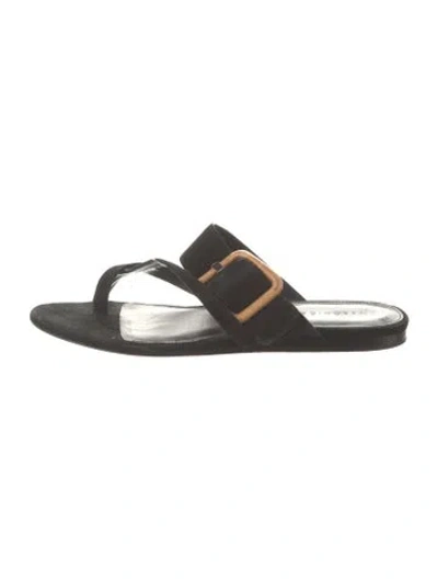 Pre-owned Veronica Beard Suede Slides In Black