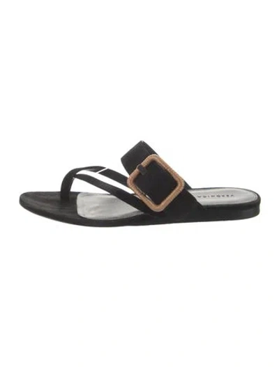 Pre-owned Veronica Beard Suede Slides In Black