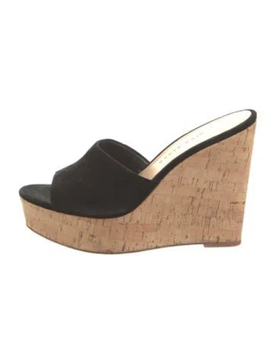 Pre-owned Veronica Beard Suede Slides In Black