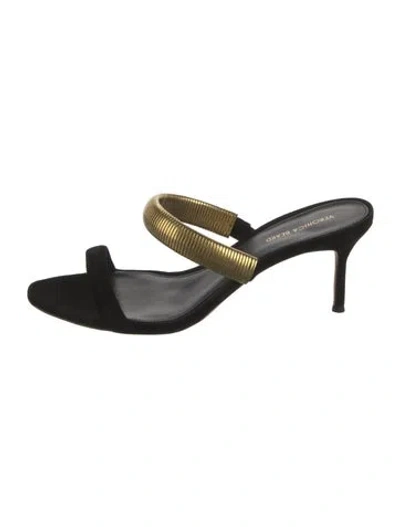 Pre-owned Veronica Beard Suede Slides In Black