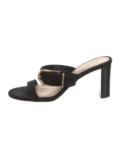 Pre-owned Veronica Beard Suede Slides In Black