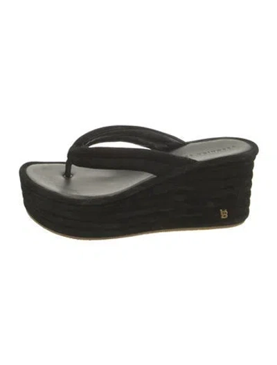 Pre-owned Veronica Beard Suede Slides In Black