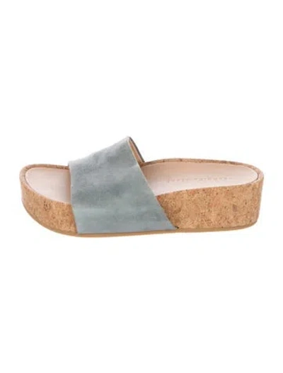 Pre-owned Veronica Beard Suede Slides In Blue
