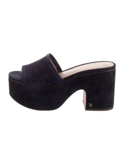 Pre-owned Veronica Beard Suede Slides In Blue