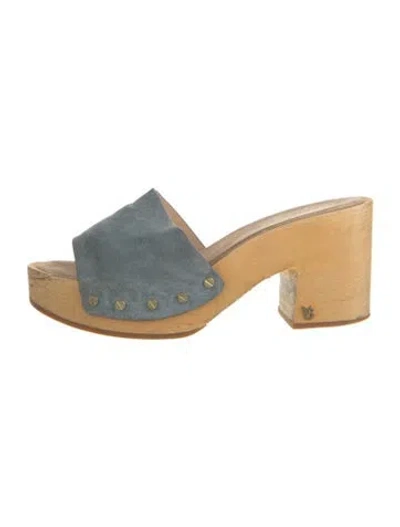 Pre-owned Veronica Beard Suede Slides In Blue