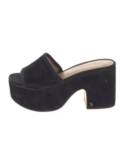 Pre-owned Veronica Beard Suede Slides In Blue