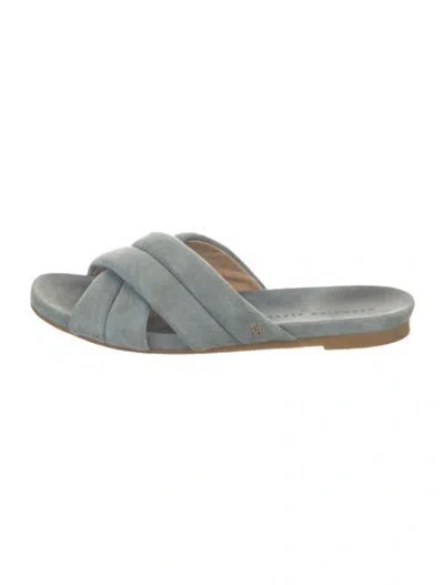 Pre-owned Veronica Beard Suede Slides In Blue